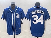 Men's Los Angeles Dodgers #34 Toro Valenzuela Blue Cool Base Stitched Baseball Jersey,baseball caps,new era cap wholesale,wholesale hats
